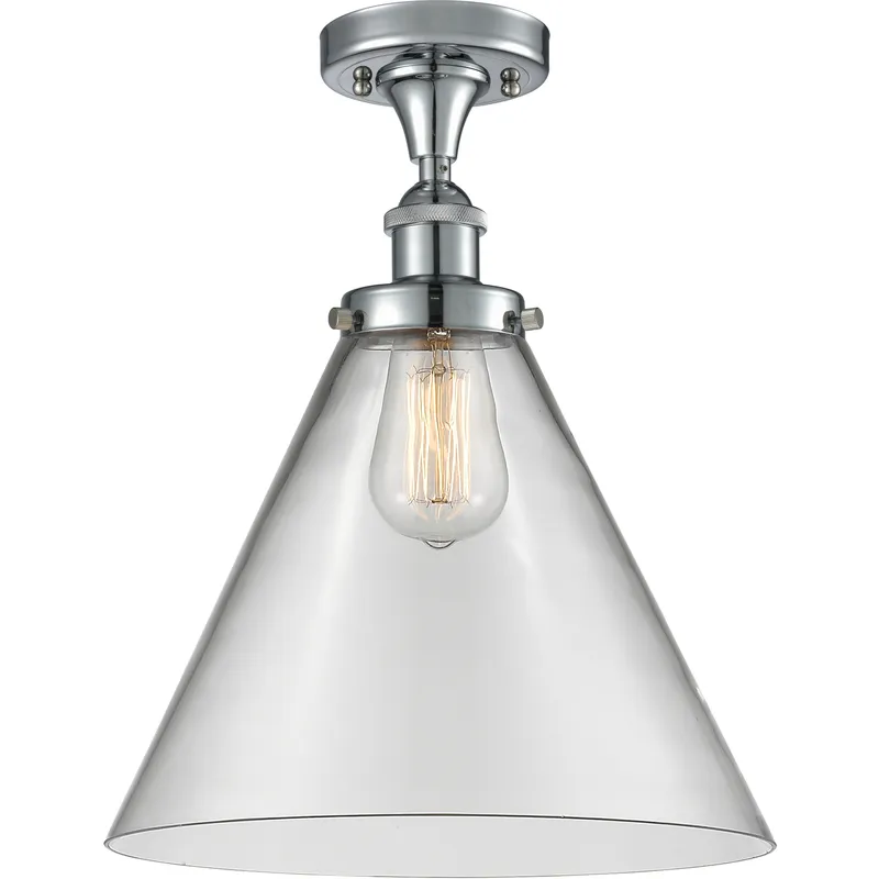 Ballston X-Large Cone 1 Light 8 inch Polished Chrome Semi-Flush Mount Ceiling Light in Clear Glass