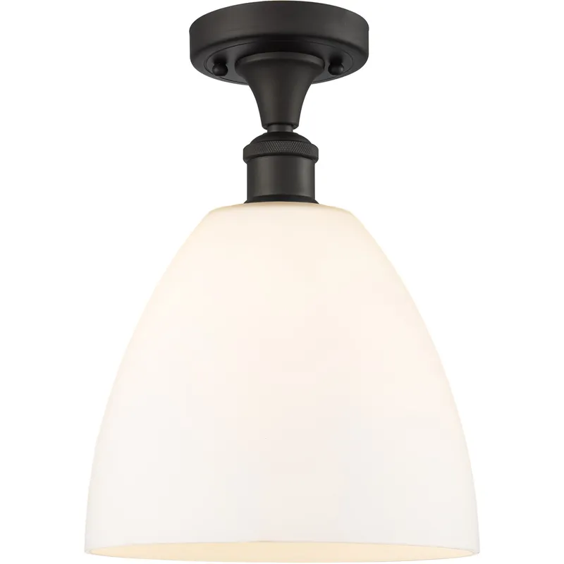 Ballston Dome 1 Light 9 inch Oil Rubbed Bronze Semi-Flush Mount Ceiling Light in Matte White Glass