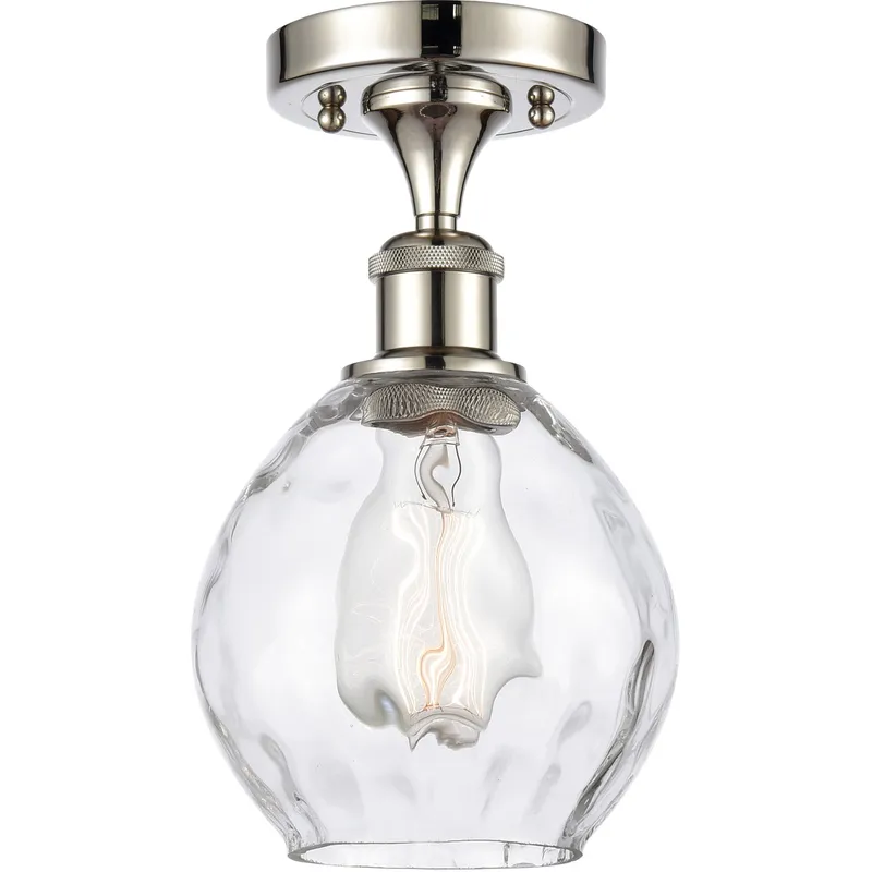 Ballston Small Waverly LED 6 inch Polished Nickel Semi-Flush Mount Ceiling Light, Ballston