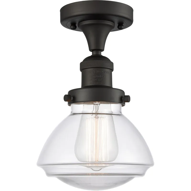 Franklin Restoration Olean 1 Light 7 inch Oil Rubbed Bronze Semi-Flush Mount Ceiling Light in Clear Glass, Franklin Restoration