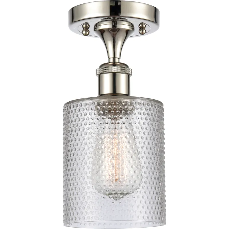 Cobbleskill 1 Light 5 inch Polished Nickel Semi-Flush Mount Ceiling Light in Clear Glass