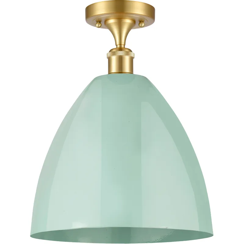 Ballston Plymouth Dome LED 12 inch Satin Gold Semi-Flush Mount Ceiling Light in Matte Seafoam
