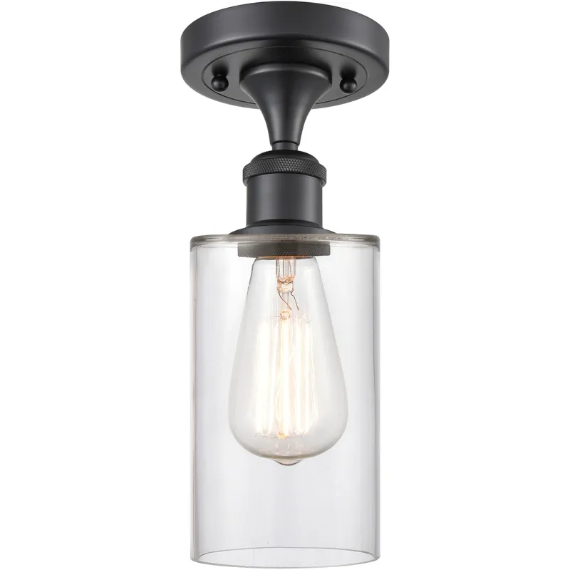 Edison Clymer 1 Light 3.88 inch Matte Black Semi-Flush Mount Ceiling Light in Clear Glass