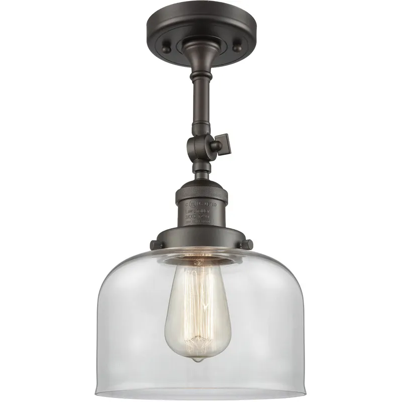 Franklin Restoration X-Large Bell LED 12 inch Oil Rubbed Bronze Semi-Flush Mount Ceiling Light in Clear Glass, Franklin Restoration