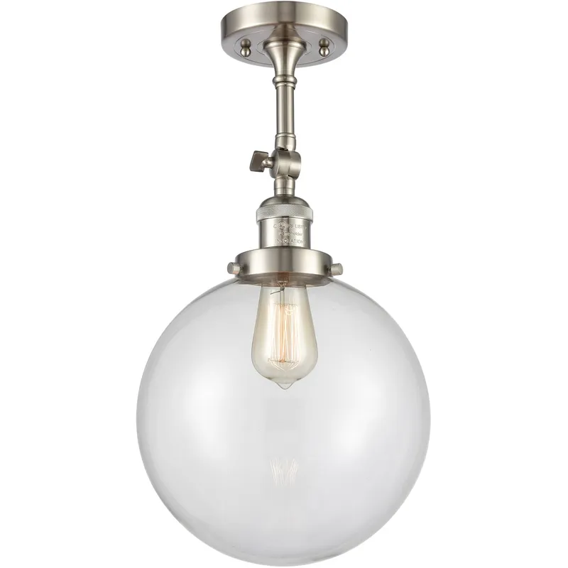 Franklin Restoration X-Large Beacon LED 10 inch Brushed Satin Nickel Semi-Flush Mount Ceiling Light in Clear Glass, Franklin Restoration
