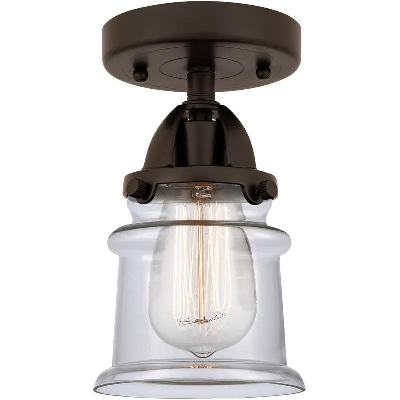 Nouveau 2 Small Canton 1 Light 5 inch Oil Rubbed Bronze Semi-Flush Mount Ceiling Light in Clear Glass