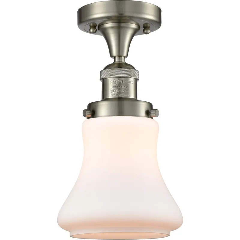 Franklin Restoration Bellmont LED 6.25 inch Brushed Satin Nickel Semi-Flush Mount Ceiling Light in Matte White Glass, Franklin Restoration
