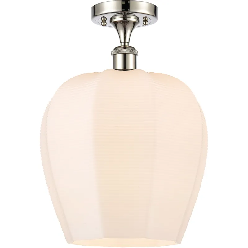 Ballston Norfolk LED 11.75 inch Polished Nickel Semi-Flush Mount Ceiling Light in Matte White Glass
