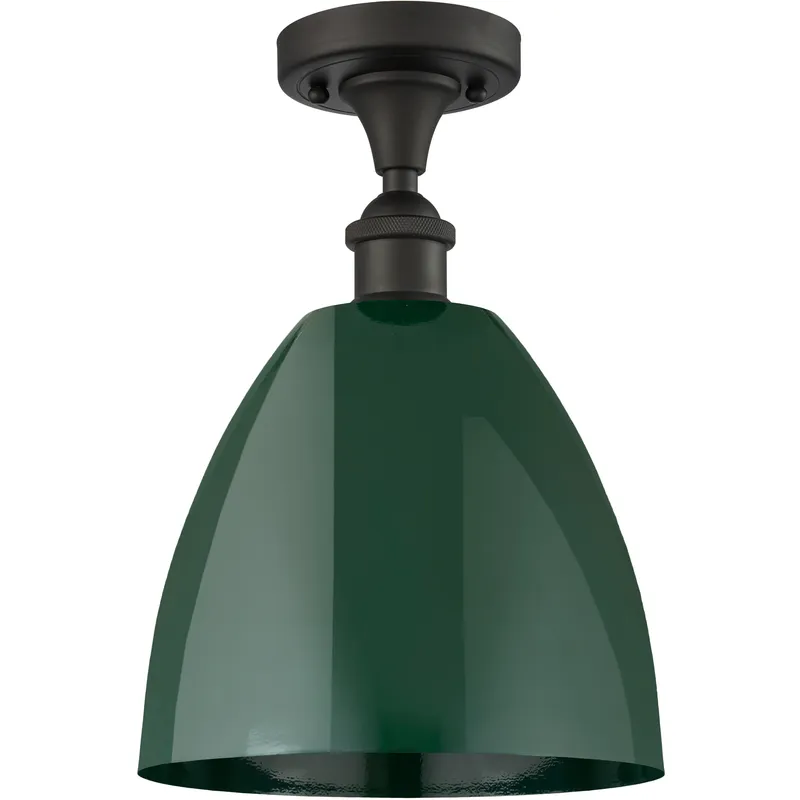 Ballston Plymouth Dome 1 Light 9 inch Oil Rubbed Bronze Semi-Flush Mount Ceiling Light in Matte Green