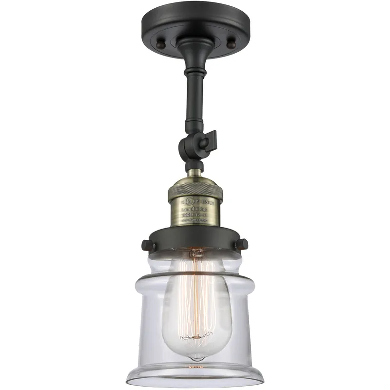 Franklin Restoration Small Canton 1 Light 6 inch Black Antique Brass Semi-Flush Mount Ceiling Light in Clear Glass, Franklin Restoration