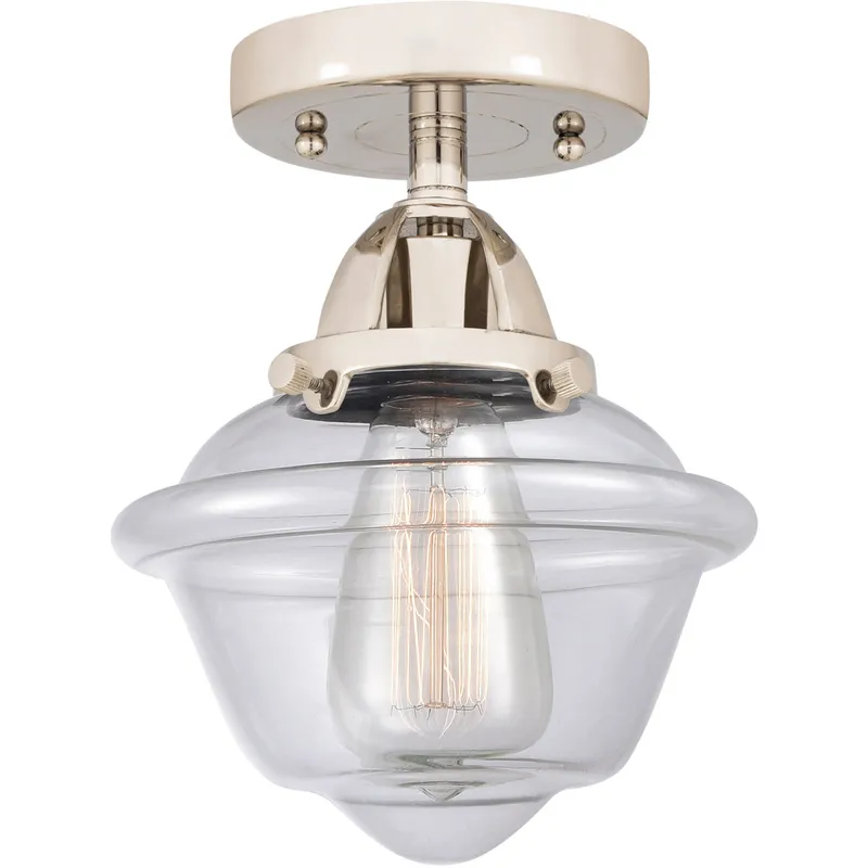 Nouveau 2 Small Oxford 1 Light 8 inch Polished Nickel Semi-Flush Mount Ceiling Light in Clear Glass