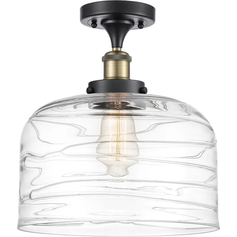 Ballston Bell 1 Light 8 inch Black Antique Brass Semi-Flush Mount Ceiling Light