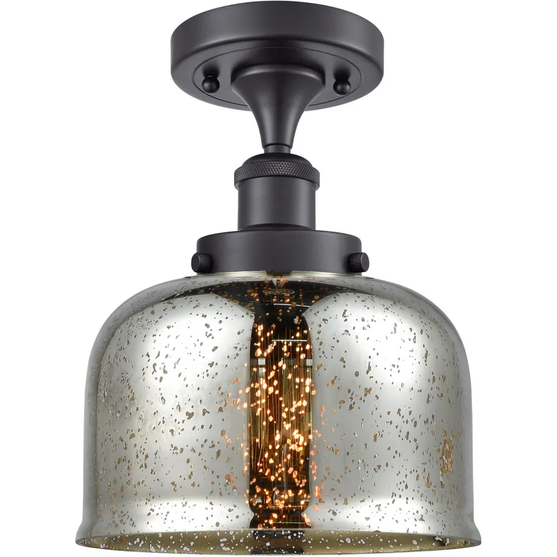 Ballston Bell 1 Light 8 inch Matte Black Semi-Flush Mount Ceiling Light, Large Bell