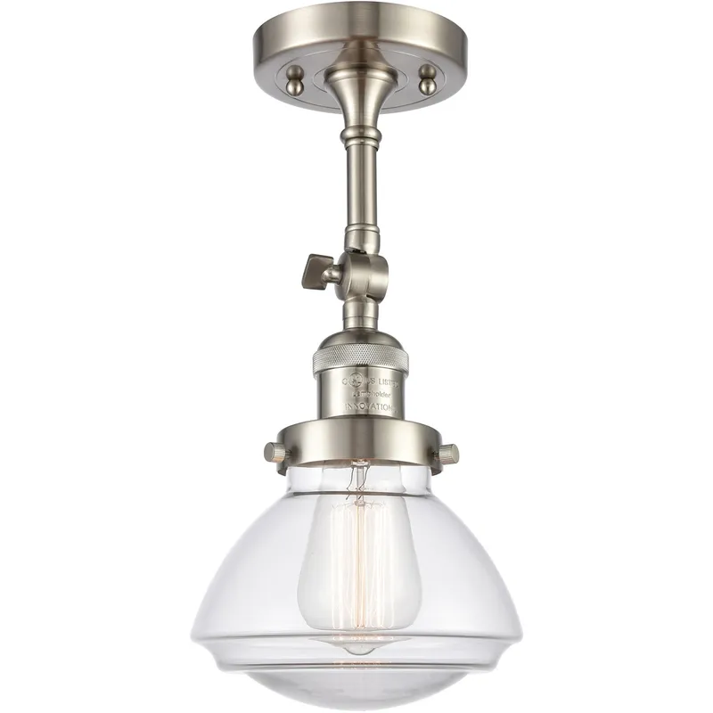 Franklin Restoration Olean LED 6.75 inch Brushed Satin Nickel Semi-Flush Mount Ceiling Light in Clear Glass, Franklin Restoration