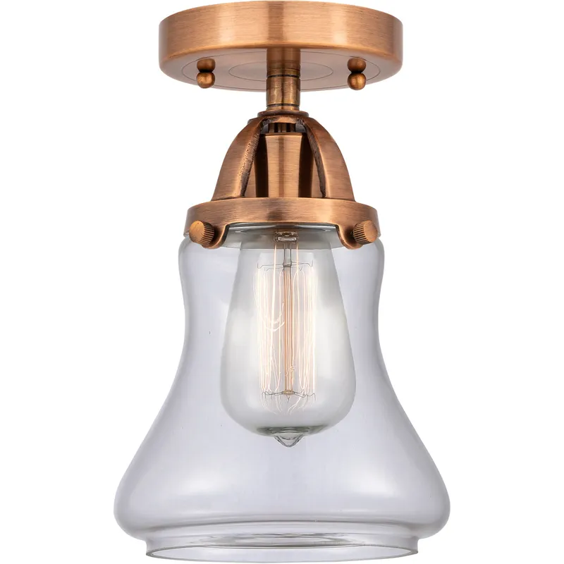 Nouveau 2 Bellmont 1 Light 6 inch Antique Copper Semi-Flush Mount Ceiling Light in Clear Glass