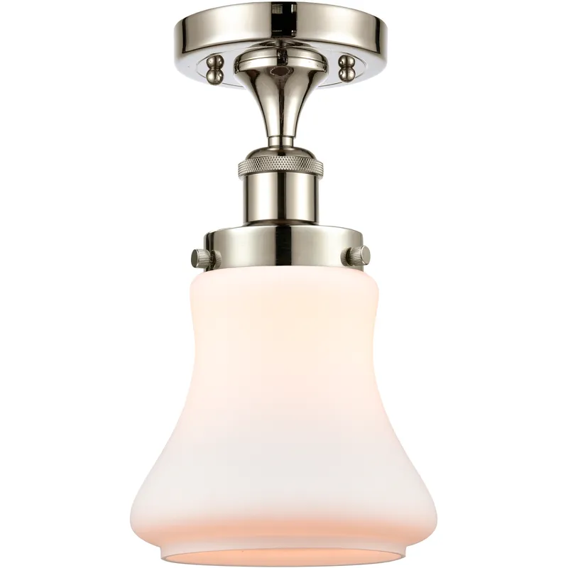 Bellmont 1 Light 6.5 inch Polished Nickel Semi-Flush Mount Ceiling Light in Matte White Glass