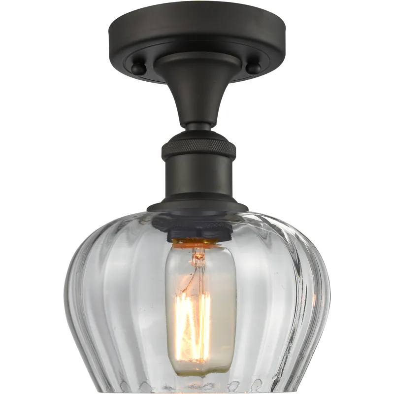 Edison Fenton 1 Light 6.5 inch Oil Rubbed Bronze Semi-Flush Mount Ceiling Light in Clear Glass