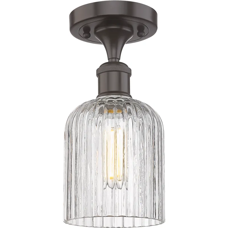 Bridal Veil 1 Light 5 inch Oil Rubbed Bronze Semi-Flush Mount Ceiling Light in Clear Glass