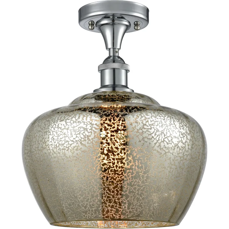 Ballston Large Fenton LED 11 inch Polished Chrome Semi-Flush Mount Ceiling Light in Mercury Glass, Ballston