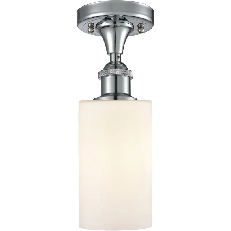 Ballston Clymer 1 Light 4 inch Polished Chrome Semi-Flush Mount Ceiling Light in Matte White Glass, Ballston