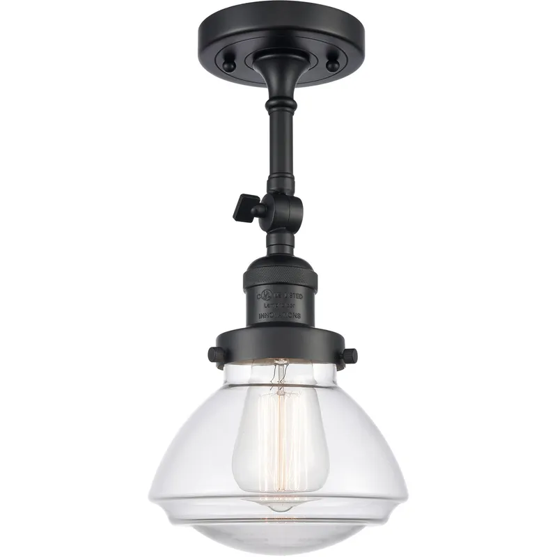 Franklin Restoration Olean LED 7 inch Matte Black Semi-Flush Mount Ceiling Light in Clear Glass, Franklin Restoration