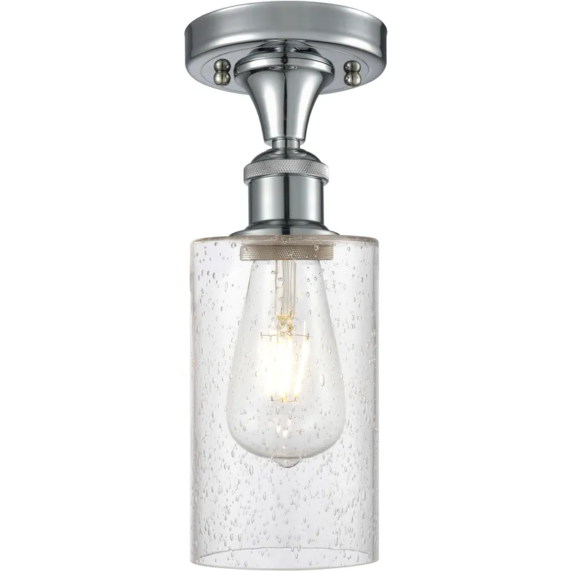 Clymer 1 Light 3.88 inch Polished Chrome Semi-Flush Mount Ceiling Light in Seedy Glass