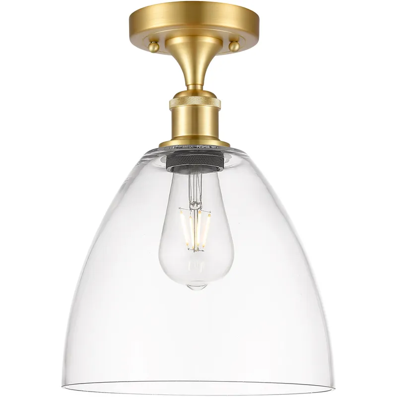 Ballston Dome 1 Light 9 inch Satin Gold Semi-Flush Mount Ceiling Light
