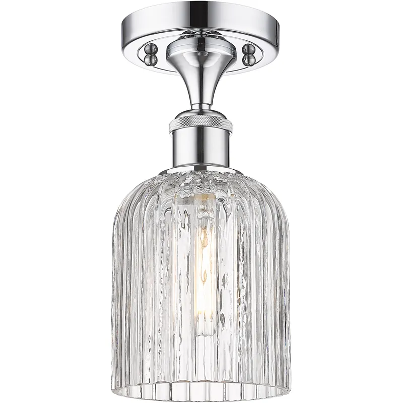 Bridal Veil 1 Light 5 inch Polished Chrome Semi-Flush Mount Ceiling Light in Clear