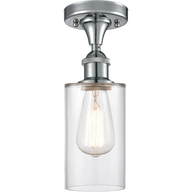 Ballston Clymer 1 Light 4 inch Polished Chrome Semi-Flush Mount Ceiling Light in Clear Glass, Ballston