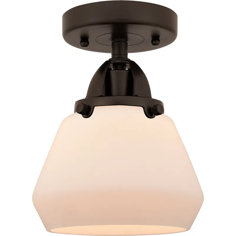 Nouveau 2 Fulton LED 6.75 inch Oil Rubbed Bronze Semi-Flush Mount Ceiling Light in Matte White Glass