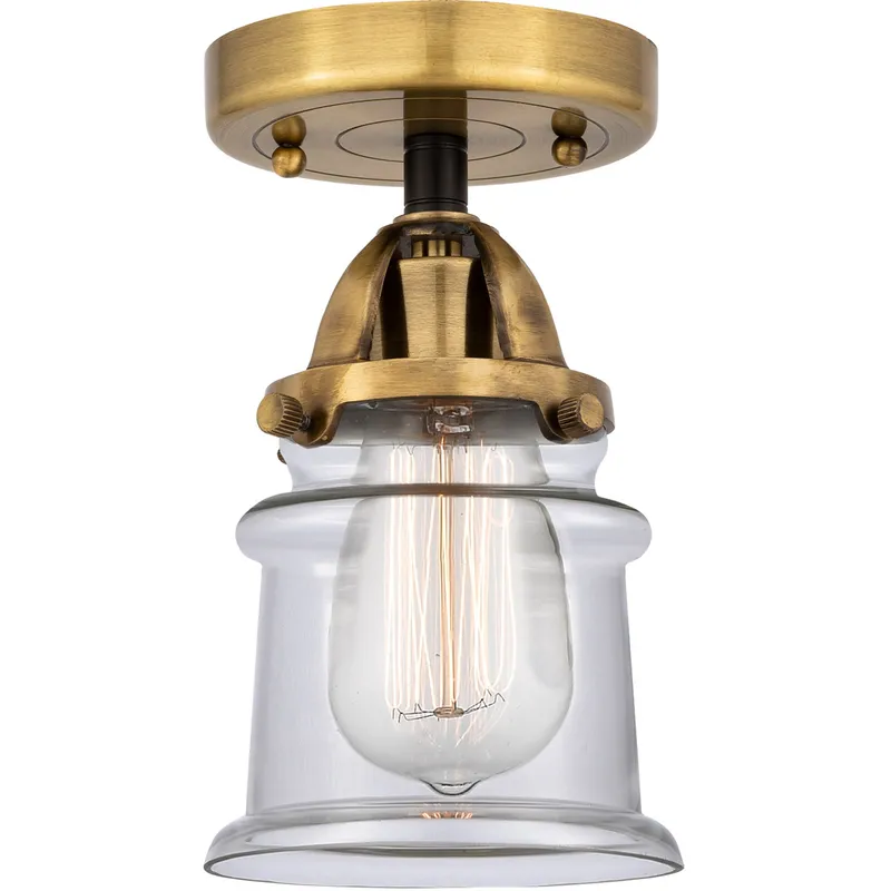 Nouveau 2 Small Canton 1 Light 5.25 inch Black Antique Brass Semi-Flush Mount Ceiling Light in Clear Glass
