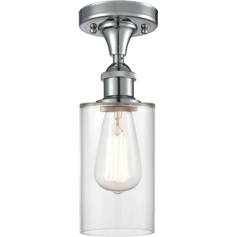 Edison Clymer 1 Light 3.88 inch Polished Chrome Semi-Flush Mount Ceiling Light in Clear Glass