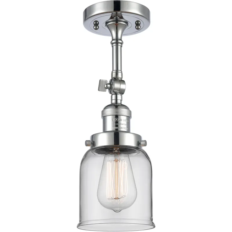 Franklin Restoration Small Bell 1 Light 5 inch Polished Chrome Semi-Flush Mount Ceiling Light in Clear Glass, Franklin Restoration