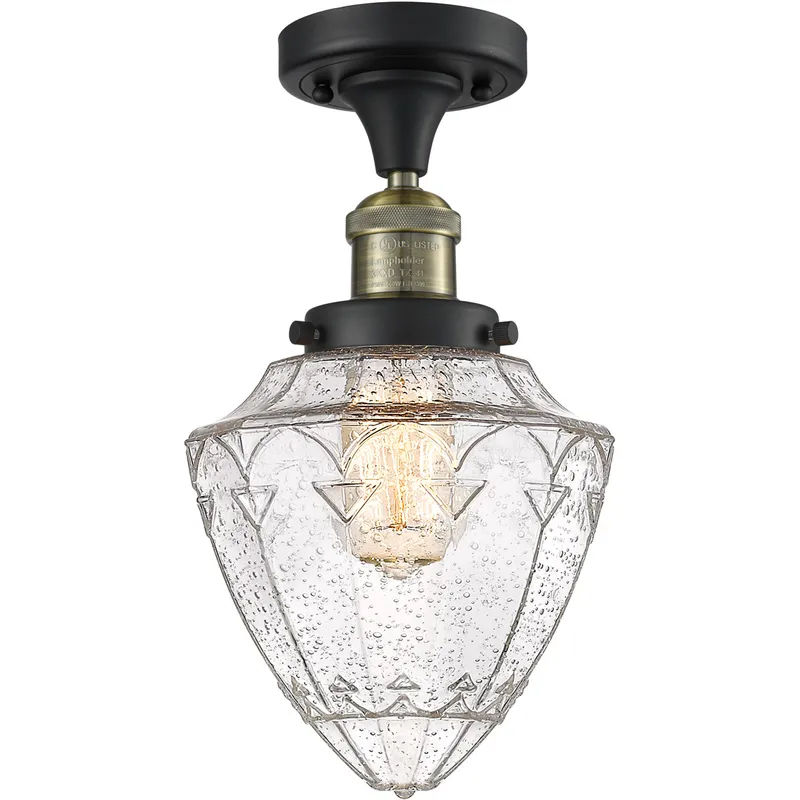Franklin Restoration Bullet LED 7 inch Black Antique Brass Semi-Flush Mount Ceiling Light