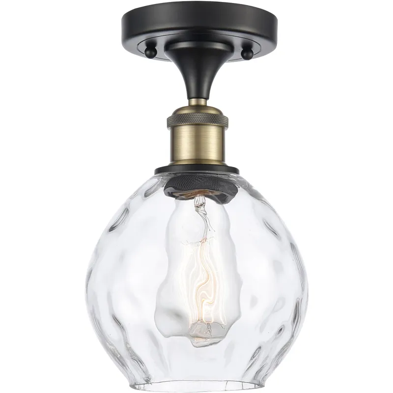 Ballston Small Waverly LED 6 inch Black Antique Brass Semi-Flush Mount Ceiling Light, Ballston