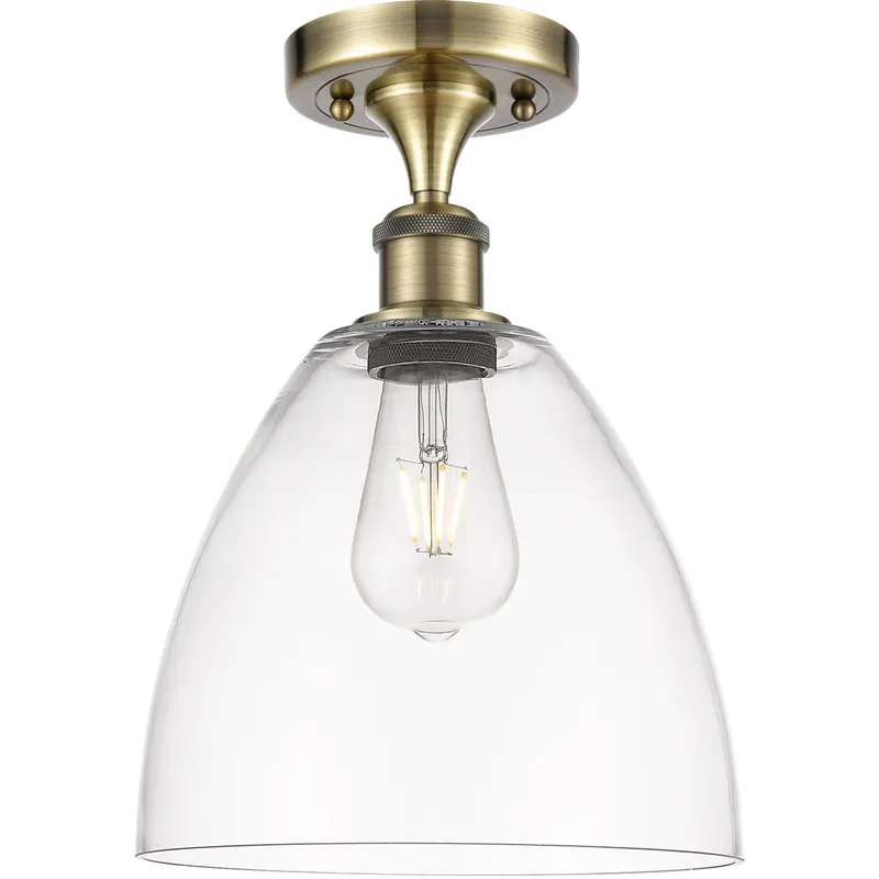 Ballston Dome 1 Light 9 inch Antique Brass Semi-Flush Mount Ceiling Light