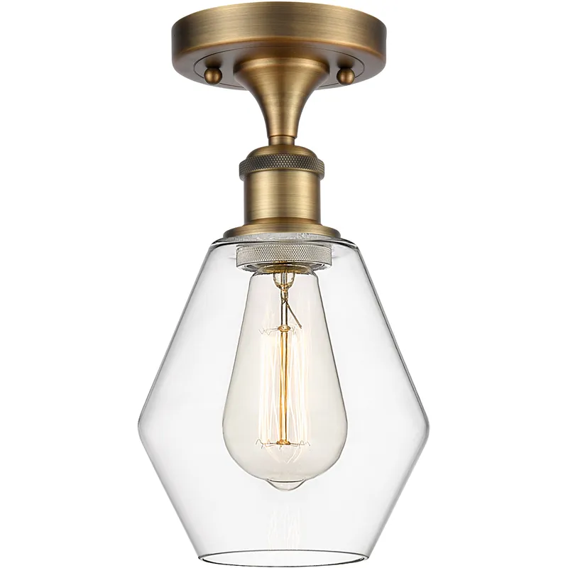 Ballston Cindyrella LED 6 inch Brushed Brass Semi-Flush Mount Ceiling Light in Clear Glass