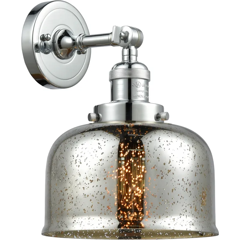 Franklin Restoration Large Bell 1 Light 8 inch Polished Chrome Semi-Flush Mount Ceiling Light in Silver Plated Mercury Glass, Franklin Restoration