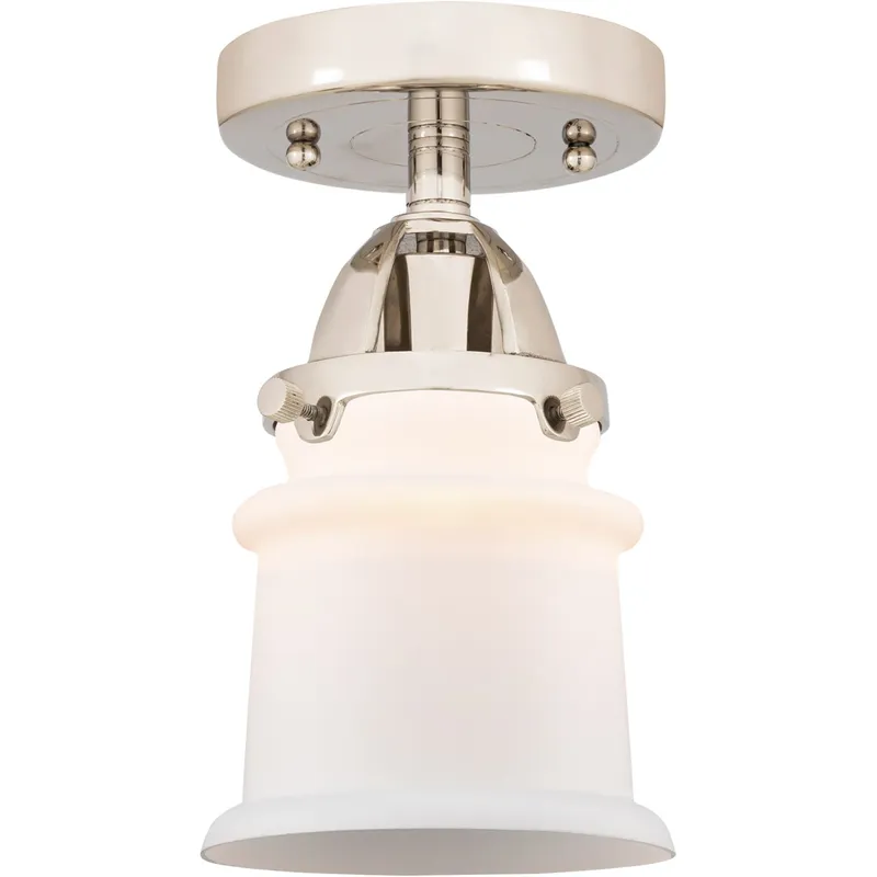 Nouveau 2 Small Canton 1 Light 5 inch Polished Nickel Semi-Flush Mount Ceiling Light in Matte White Glass