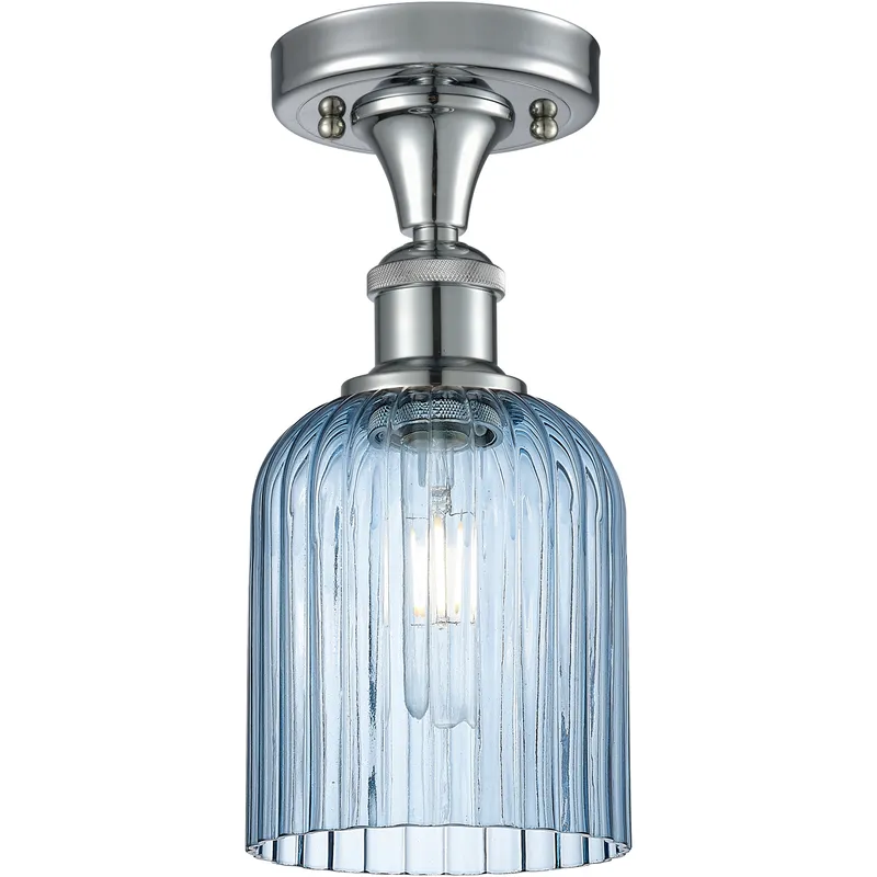 Bridal Veil 1 Light 5 inch Polished Chrome Semi-Flush Mount Ceiling Light in Princess Blue Glass