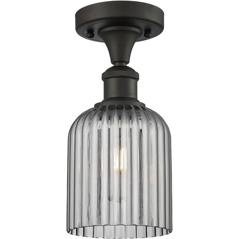 Bridal Veil 1 Light 5 inch Oil Rubbed Bronze Semi-Flush Mount Ceiling Light in Light Smoke Glass