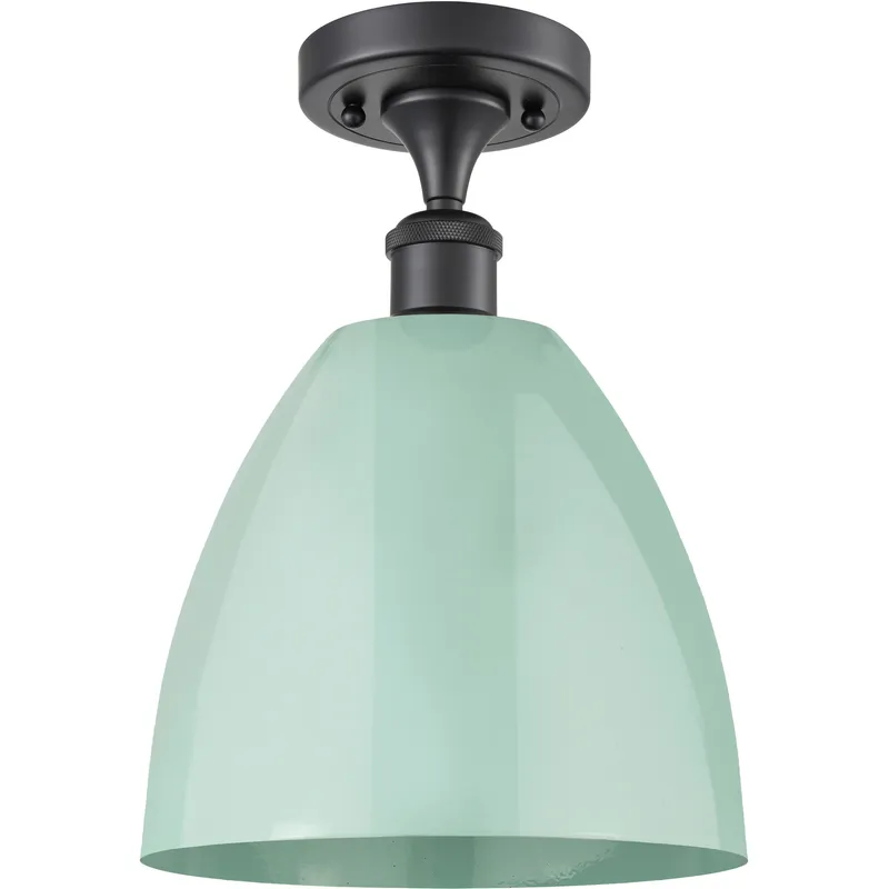 Ballston Plymouth Dome 1 Light 9 inch Matte Black Semi-Flush Mount Ceiling Light in Matte Seafoam