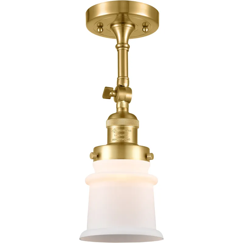 Franklin Restoration Small Canton 1 Light 6 inch Satin Gold Semi-Flush Mount Ceiling Light in Matte White Glass, Franklin Restoration