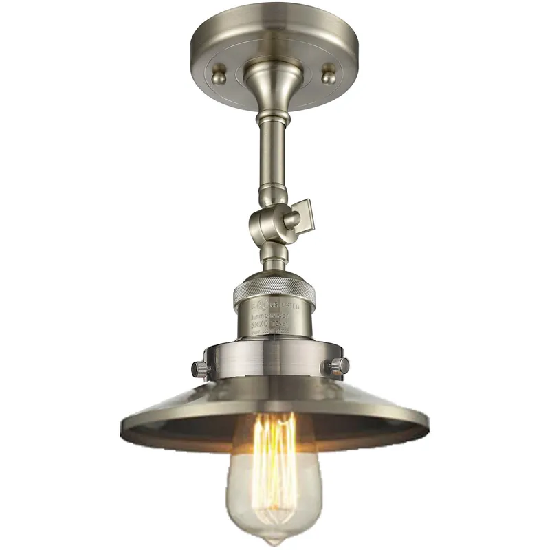 Franklin Restoration Railroad 1 Light 8 inch Brushed Satin Nickel Semi-Flush Mount Ceiling Light, Franklin Restoration