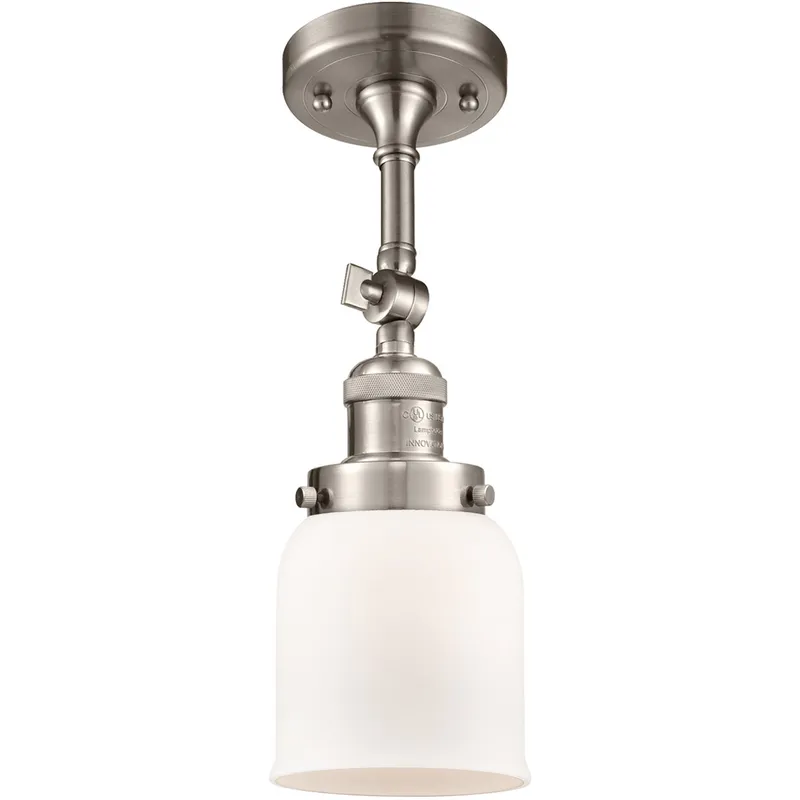 Franklin Restoration Small Bell LED 5 inch Brushed Satin Nickel Semi-Flush Mount Ceiling Light in Matte White Glass, Franklin Restoration