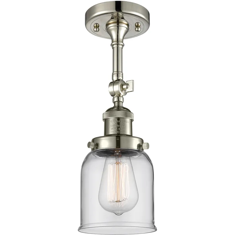 Franklin Restoration Small Bell LED 5 inch Polished Nickel Semi-Flush Mount Ceiling Light in Clear Glass, Franklin Restoration