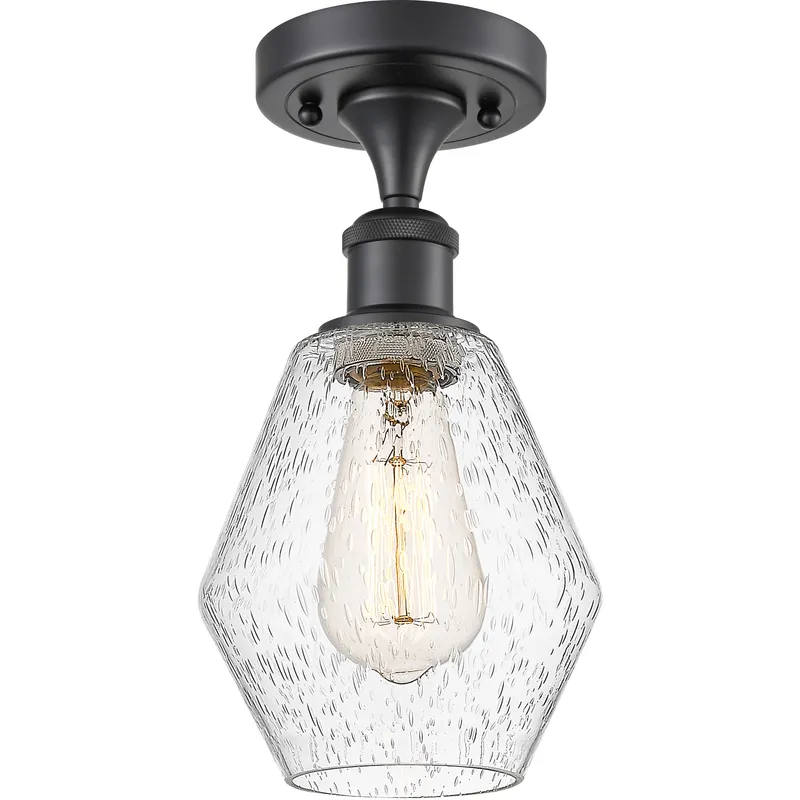 Ballston Cindyrella LED 6 inch Matte Black Semi-Flush Mount Ceiling Light in Seedy Glass