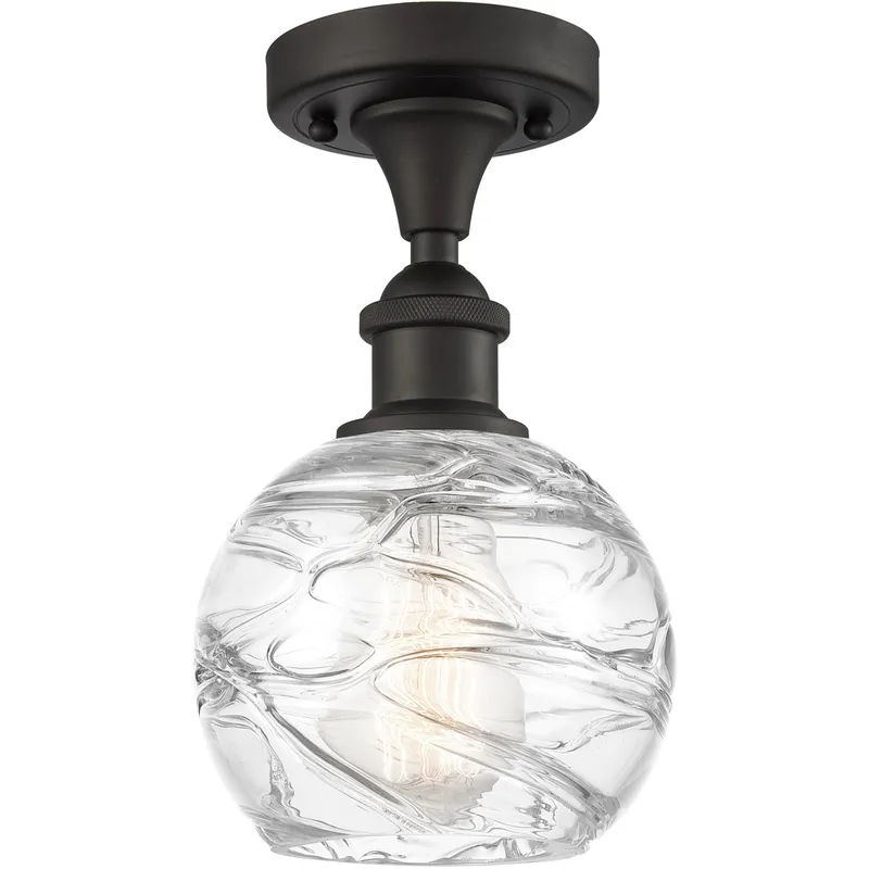 Ballston Small Deco Swirl 1 Light 6 inch Oil Rubbed Bronze Semi-Flush Mount Ceiling Light, Ballston