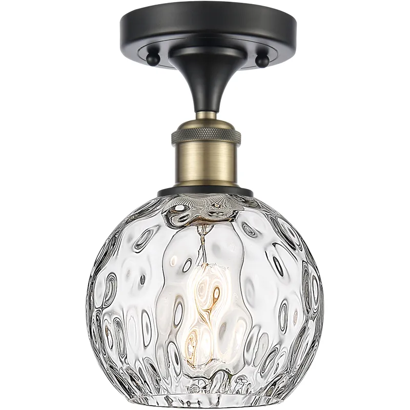 Athens Water Glass 1 Light 6 inch Black Antique Brass Semi-Flush Mount Ceiling Light