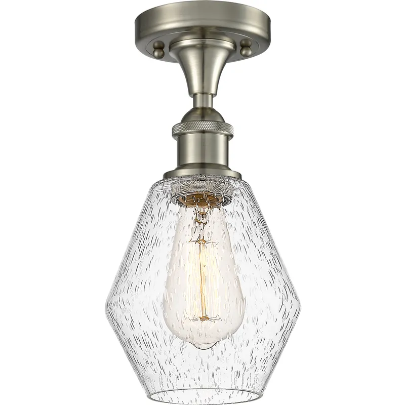 Ballston Cindyrella LED 6 inch Brushed Satin Nickel Semi-Flush Mount Ceiling Light in Seedy Glass